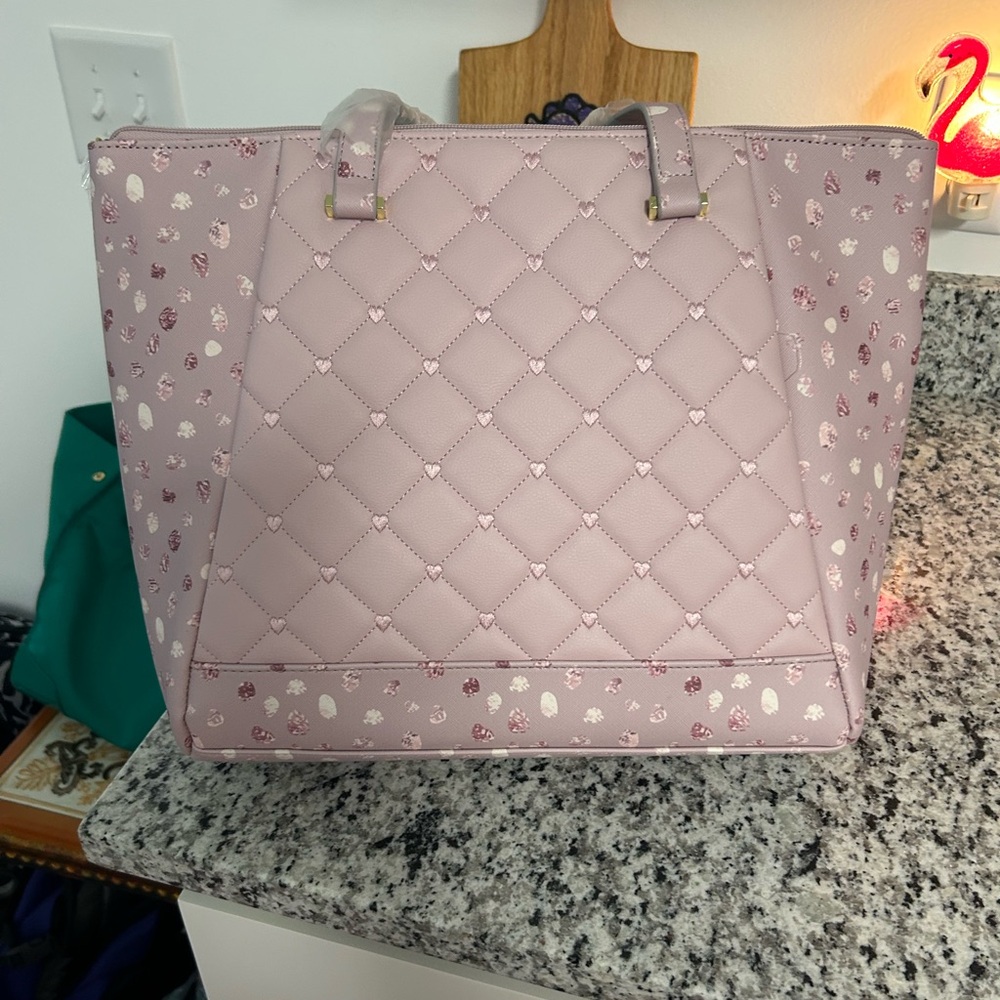 Betsey Johnson Pink Quilted Tote with Floral Accents BRAND NEW WITH TAGS - Picture 5 of 6